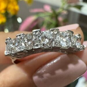 Sold!Platinum 5-Stone Natural Diamond Ring – 1.00 CTW – Pt850 – Size US 7 7/8